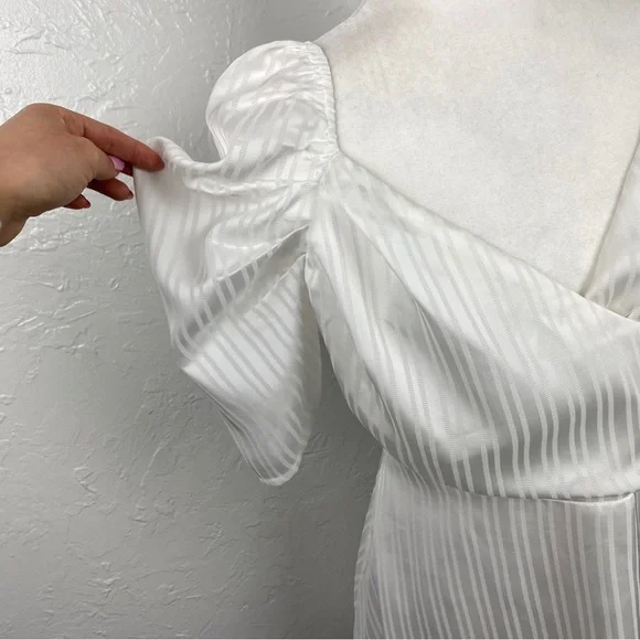 Lulus Dance After Dark White Satin Striped
Skater mini Dress Large - Picture 4 of 10